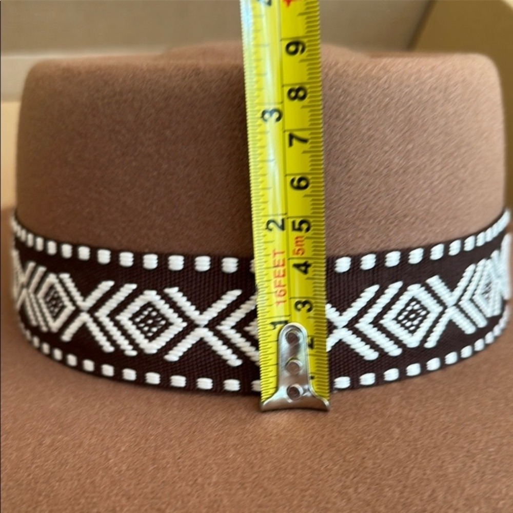 Joyfolie Maye Wide Brim Fedora Hat Cinnamon Brown Aztec Band‎ Boho Women's NEW - Picture 9 of 9